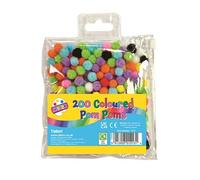 Tallon 200 Pack Mini Coloured Pom Poms Bright Assorted Colours Soft And Fluffy Versatile Craft Use Perfect For Creativity Large