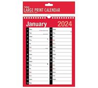Tallon 2024 Wall Calendar A4 Planner Large Print Month To View Hanging Spiral Bound Red, 300 mm x 215 mm