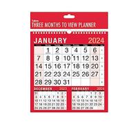 Tallon 2024 Wall Calendar Planner 3 Months To View Hanging Spiral Bound Red 260 x 240mm