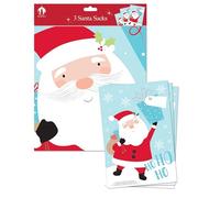 Tallon 3 Pack Santa Sacks - Large Festive Gift Bags with Jolly Santa Design & Snowflake Print - Reusable Christmas Sack for Presents
