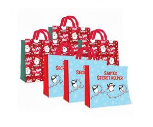 Tallon 3X 2 Cute Christmas Gift Bags Reusable Woven Tote Bag Santa Penguin 40Cm