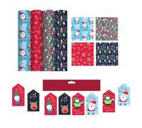 Tallon 4 Rolls Cute Christmas Wrapping Paper 4M Cute Kids Gift Wrap & 16 Matching Tags