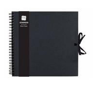 Tallon 40 Sheet Large Black Scrap Book Large 29X29Cm Size Wiro Bound Design Ribbon Closure Perfect For Diy Projects Spacious