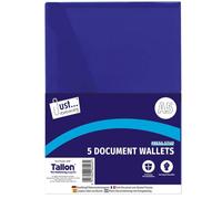 Tallon 5 Pack Poly File A5 Stud Document Wallets Assorted Colours A5 Size Fit Stud Closure Design Durable Poly Material Set