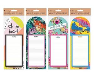 Tallon 5504 Magnetic Shopping List Jotter Pad & Pencil, Trendy Designs, Assorted X1