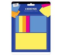 Tallon 6 Assorted Neon Memo Sticker Pads 3 Size Sticky Notes Bright Neon Colours Self Adhesive Repositionable Notes Everyday Organisation
