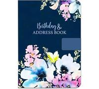 Tallon (7573) A5 Size Address & Birthday Book Satin Navy Blue Fabric Floral Design Magnetic Closure-(21x15cm) Book