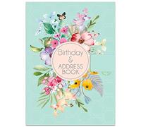 Tallon Address & Birthday Book 7574 – A5 (21x15 cm) Satin Fabric, Floral Design, Magnetic Closure