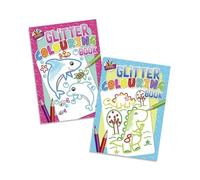 Tallon Blue Glitter Colouring Book Fun Puzzle Activities Thick 80Gsm Paper Perfect For Travel Crosswords Word Searches More