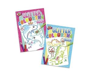 Tallon Blue Glitter Colouring Book Fun Puzzle Activities Thick 80Gsm Paper Perfect For Travel Crosswords Word Searches More