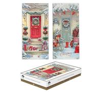 Tallon Box of 12 Luxury Christmas Cards - Slim Traditional Door Designs with Envelopes - Festive Greeting Card Set for Friends & Family