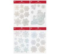 Tallon Christmas 3D Silver Laser Stickers Assorted Designs Perfect For Decorations Easy Peel And Stick Durable Material Shiny