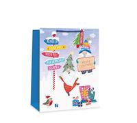 Tallon Christmas Gnome & Signpost Large Gift Bag - Festive Design with Ribbon Handle & Tag - Seasonal Gift Packaging