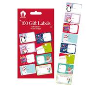 Tallon Christmas Label Gift Stickers - Pack of 100 Self-Adhesive Tags in 8 Festive Designs - Seasonal Stickers for Wrapping & Packaging