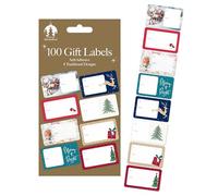 Tallon Christmas Label Gift Stickers - Pack of 100 Self-Adhesive Tags in 8 Traditional Designs - Seasonal Stickers for Wrapping & Packaging