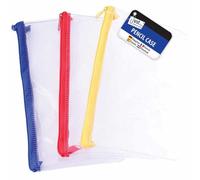 Tallon Clear Exam Pencil Case Clear Exam Approved Design 8 Inch Size Capacity Secure Zip Closure Assorted Colour Trim Multi Purpose Use