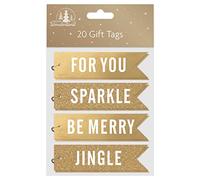 Tallon Festive Wonderland Flag-Shaped Christmas Tags, Gold Text - Pack of 20
