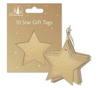 Tallon Festive Wonderland Luxury Christmas Xmas Star Gift Tags, Gold- Pack of 10