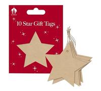 Tallon Festive Wonderland XA0180 Luxury Christmas Xmas Star Gift Tags, Kraft Brown - Pack of 10