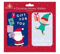Tallon Festive Wonderland XC0022 Christmas Money Wallets Xmas for Cash Gifts & Envelopes, Cute - Pack of 4, Multicoloured