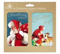 Tallon Festive Wonderland XC0023A Traditional Designs Christmas Money Wallets Xmas for Cash Gifts/Envelopes - Pack of 4, Blue