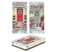 Tallon Festive Wonderland XCA0214 Luxury Slim Christmas Xmas Cards, Box of 12, Traditional Doors