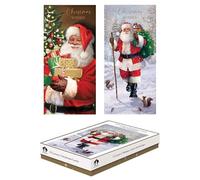 Tallon Festive Wonderland XCA0215 Luxury Slim Christmas Xmas Cards, Box of 12, Traditional Santas