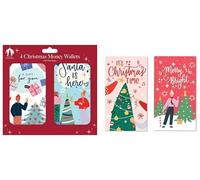 Tallon Festive Wonderland XCA0230 Christmas Money Wallets Xmas for Cash Gifts & Envelopes, Contemp - Pack of 4
