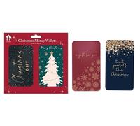 Tallon Festive Wonderland XCA0231 Christmas Money Wallets Xmas for Cash Gifts/Envelopes - Pack of 4, Trendy Glam