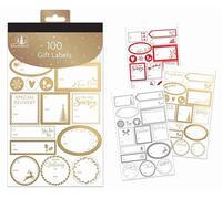 Tallon Festive Wonderland Xmas Christmas Gift Labels Tags Red, Gold, Silver, Traditional - Pack of 100