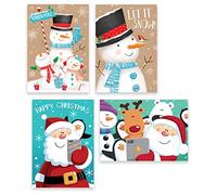 Tallon International Christmas Cards - 10 Rectangular - Snowman & Santa