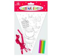 Tallon International Colour Your Own Christmas Bunting - Craft Kit - 8 Paper Flags with Images to Colour,White(XK0078)