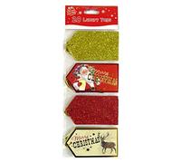 Tallon Luxury Glitter Tags - Red & Gold, Pack of 20, Size 110mm x 60mm