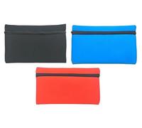 Tallon Neoprene Pencil Case Set of 3 - Black Blue & Red Stationery Case - Soft Zip Pencil Pouch for School, Office & Travel - Durable Large Capacity Stationery Storage Bag for Kids & Adults