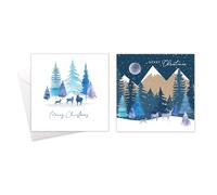 Tallon Pack of 10 Assorted Christmas Cards Midnight Forest Theme, 2 Designs, Eco Friendly Packaging 100% Recyclable, 14cm x 14cm