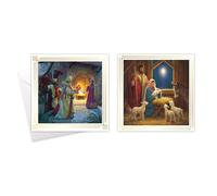 Tallon Pack of 10 Square Christmas Cards - Assorted Religious Nativity Designs with Envelopes - Festive Christian Greeting Cards