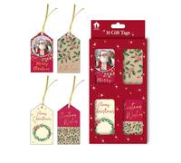 Tallon Pack of 16 Traditional Design Luggage Gift Tags with Gold Foil Finish, 4 Assorted Designs, Perfect for Presents and Gifts for Christmas