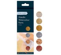 Tallon Set of 6 Metallic Colour Watercolour Paints Gold Bronze Silver Artists Paint