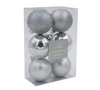Tallon Shatterproof Christmas Tree Decoration - 6 Pack 60mm Baubles - Silver