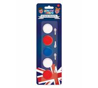 Tallon Set Of 5 Union Jack Face Paint Kings Coronation Red White & Blue Paints With Applicators Street Party Fancy Dress