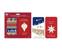 Tallon (X9058A) Christmas Xmas Money Cash Gift Wallets & Envelopes, Scandi Designs Designs - Pack of 4