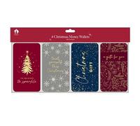 Tallon (X9061A) Christmas Xmas Money Cash Gift Wallets & Envelopes, Contemporary Colours Designs - Pack of 4