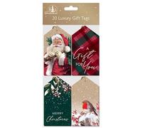 Tallon XA0127A Festive Wonderland Luxury Christmas Tags, Traditional - Pack of 20, 11x6cm