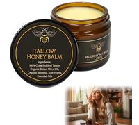Tallow and Honey Balm 6.5 * 6.5 * 7 cm, Beef Tallow and Raw Honey Moisturizer, Handmade Citrus Scented Skin Care - Moisturizing Cream for Soft, Smooth Skin, 57g Jar