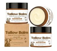 Tallow Balm Grass-Fed Tallow and Flower Honey Face, Hand and Body Moisturiser, 60g, Whipped and Airy, Non-Greasy Finish, Deep Hydration