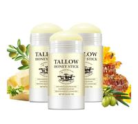 Tallow Honey Stick, 100% Grass-Fed Tallow & Raw Wild Honey Balm, and Honey Balm, Natural Shea Butter Olive Oil, Soothing All-Natural Moisturizer for Dry and Sensitive Skin (3Pc)