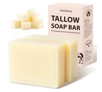 Tallow Soap - Handmade Unscented Natural Soap Bar, Beef Tallow Soaps for Skin, Deeply Moisturizing, Nourishing, Evens Skin Tone & Promotes Radiant Complexion (2 Pcs)