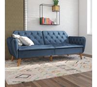 Dorel Novogratz Tallulah Memory Foam Futon Sofa Bed - Dark Blue Velvet, Blue