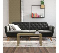 Dorel Novogratz Tallulah Memory Foam Futon Sofa Bed - Dark Grey Velvet, Grey