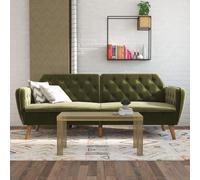 Dorel Novogratz Tallulah Memory Foam Futon Sofa Bed - Dark Green Velvet, Green
